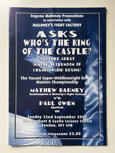 Boxing memorabilia program - memorabilia,